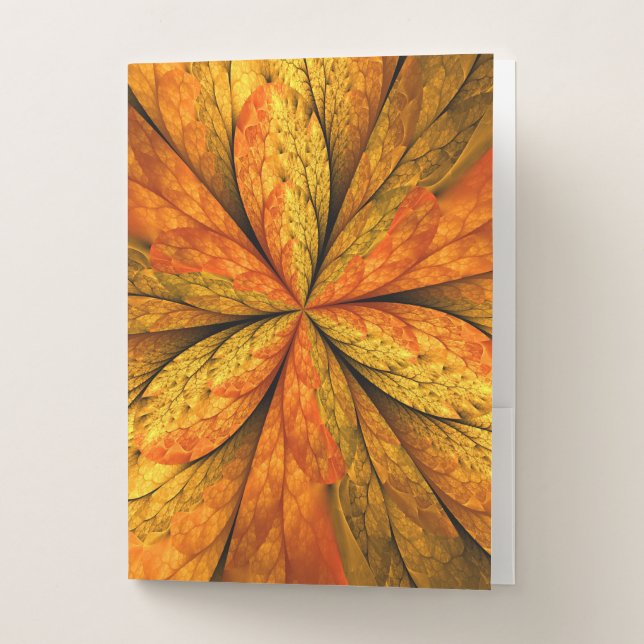 Autumn Plant, Modern Abstract Fractal Art Leaf Pocket Folder (Front)