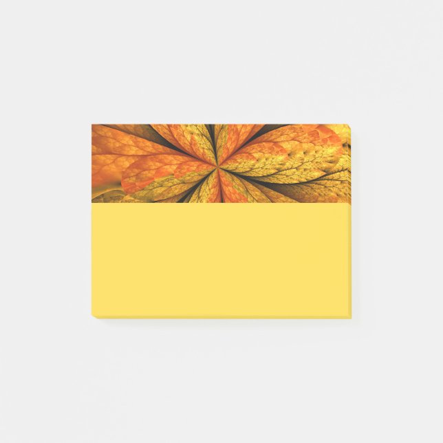 Autumn Plant, Modern Abstract Fractal Art Leaf Post-it Notes (Front)