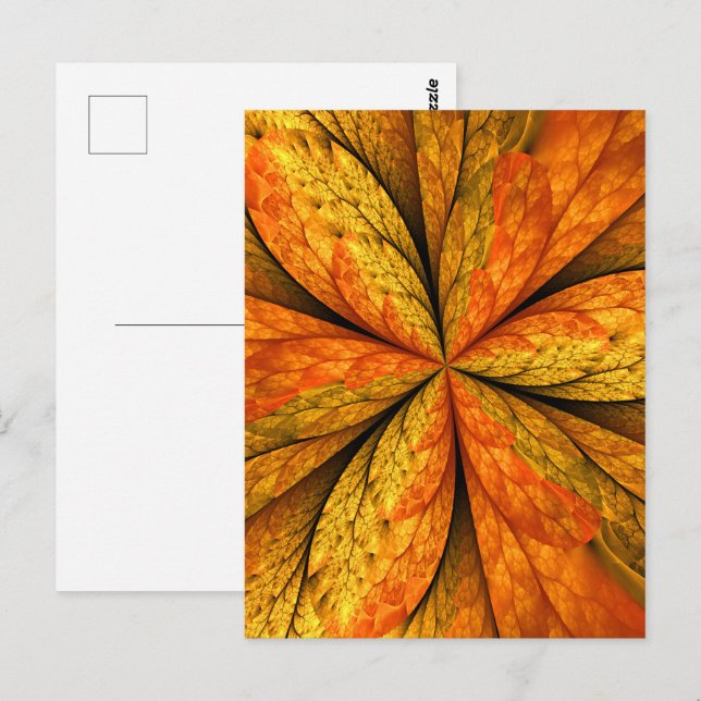 Autumn Plant, Modern Abstract Fractal Art Leaf Postcard (Front/Back)
