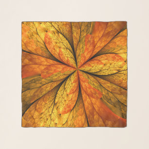 Autumn Plant, Modern Abstract Fractal Art Leaf Scarf