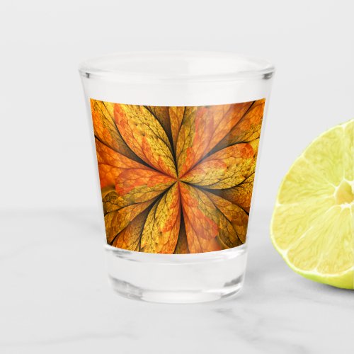 Autumn Plant Modern Abstract Fractal Art Leaf Shot Glass