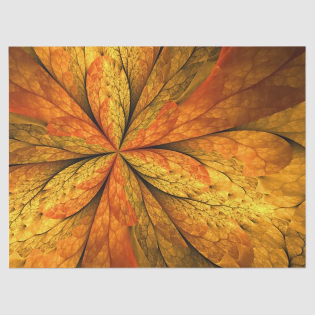 Autumn Plant, Modern Abstract Fractal Art Leaf Tissue Paper (Front)
