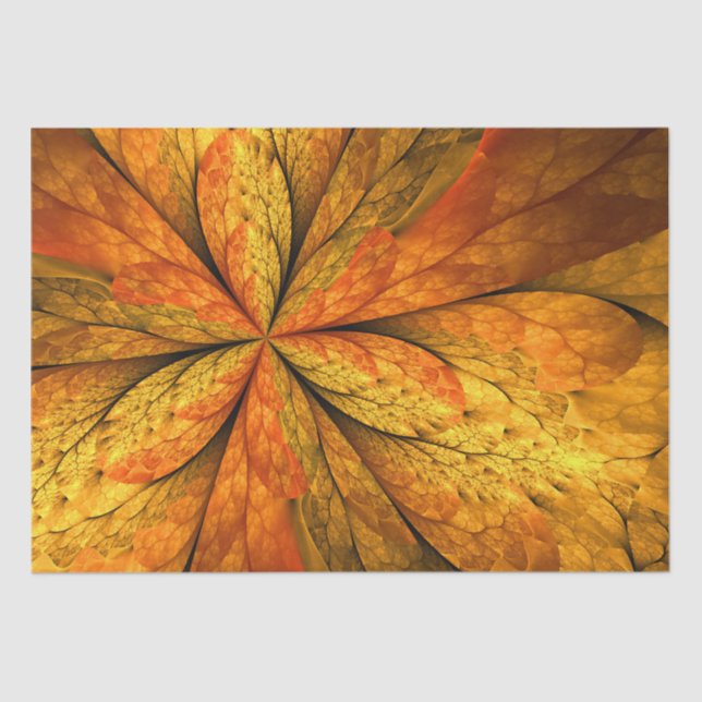Autumn Plant, Modern Abstract Fractal Art Leaf Tissue Paper (Front)