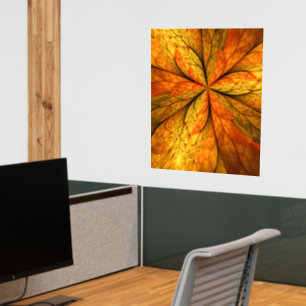 Autumn Plant, Modern Abstract Fractal Art Leaf Wall Decal