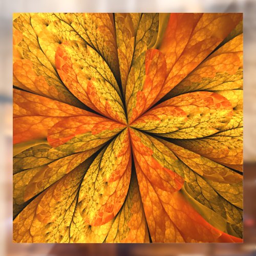 Autumn Plant Modern Abstract Fractal Art Leaf Window Cling