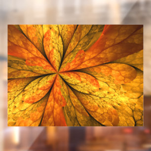 Autumn Plant, Modern Abstract Fractal Art Leaf Window Cling