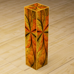 Autumn Plant, Modern Abstract Fractal Art Leaf Wine Box