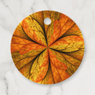 Autumn Plant, Modern Abstract Fractal Leaf Custom Favor Tags