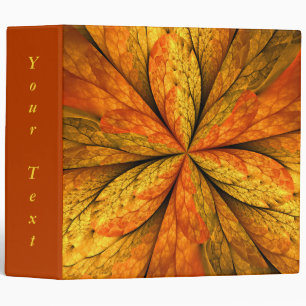 Autumn Plant, Modern Abstract Fractal Leaf Text 3 Ring Binder