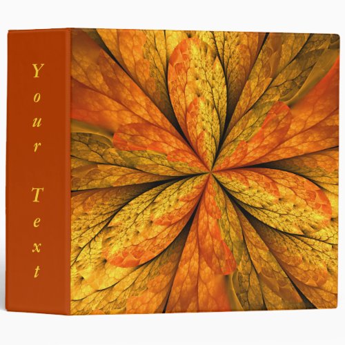 Autumn Plant Modern Abstract Fractal Leaf Text 3 Ring Binder