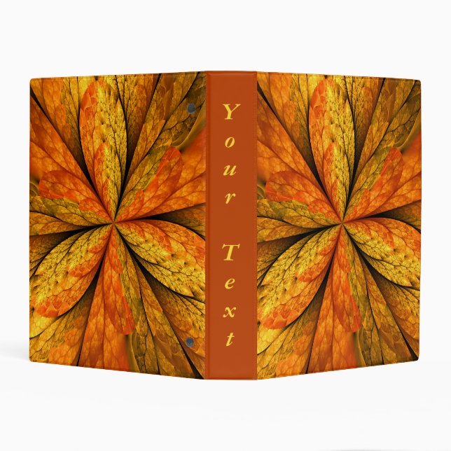 Autumn Plant, Modern Abstract Fractal Leaf Text Mini Binder (Background)