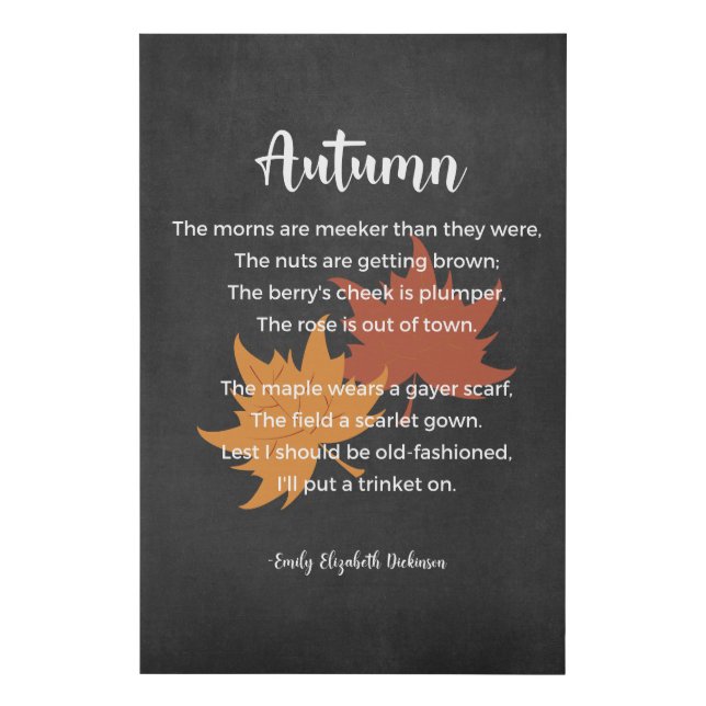 Autumn Poem Black and White Faux Canvas Print (Front)