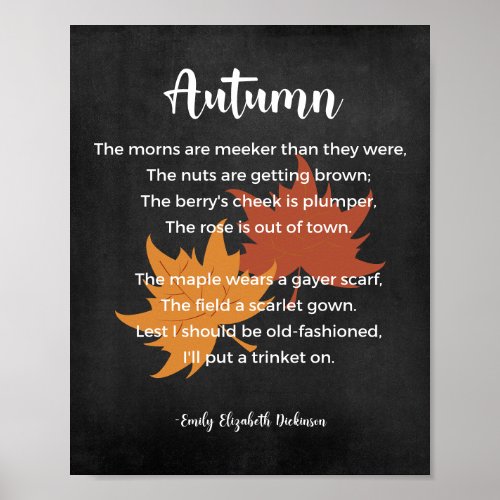 Autumn Poem Black and White Poster