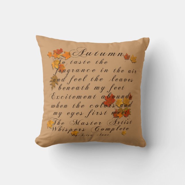 Autumn Poem Throw Pillow (Front)
