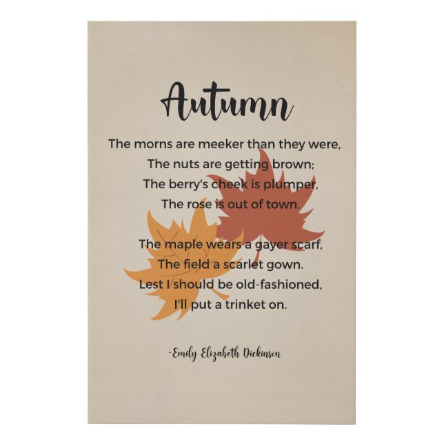 Autumn Poem Vintage Faux Canvas Print (Front)