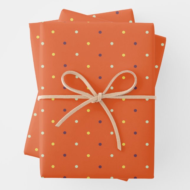 Autumn Polka Dots Wrapping Paper Sheets (In situ)