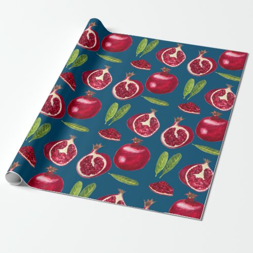 Autumn Pomegranates fruity watercolor Wrapping Paper