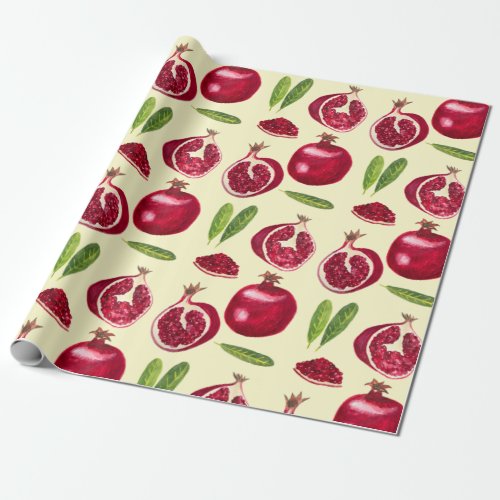 Autumn Pomegranates fruity watercolor Wrapping Paper
