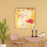 Autumn Pomegranates Shabbat Shalom Hebrew Wrapped Canvas Print<br><div class="desc">Add a festive touch to your Shabbat with the Autumn Shabbat Shalom stretched canvas,  featuring autumn leaves and pomegranates.</div>