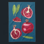 Autumn Pomegranates Watercolor Painting Kitchen Towel<br><div class="desc">Decorate your kitchen with this fun pomegranate dish towel. Makes a great housewarming or wedding gift! You can always add your own text. Let me know if you'd like something custom made. If you buy it, thank you! Be sure to share a pic on Instagram of it in action and...</div>