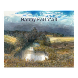 Autumn pond watercolor painting photo print