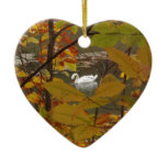 Autumn Pond with Swan Ceramic Ornament