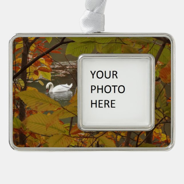 Autumn Pond with Swan Christmas Ornament (Front)
