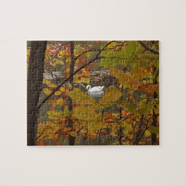 Autumn Pond with Swan Jigsaw Puzzle (Horizontal)