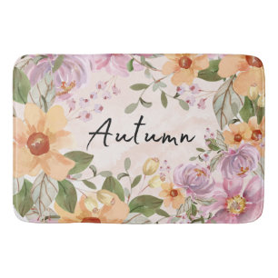 Autumn pretty watercolor Beautiful floral Bath Mat