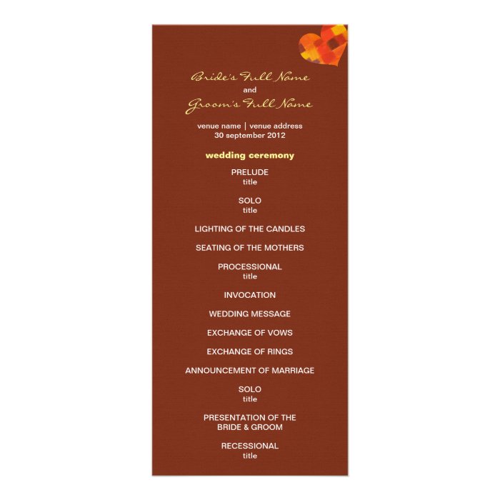 Autumn pueblo Wedding Program Invitations