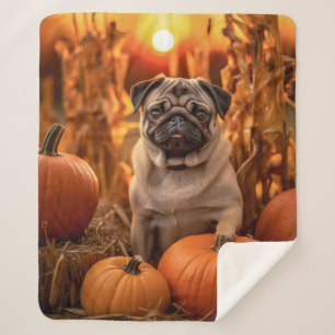 Autumn Pug – Cozy & Playful Sherpa Blanket