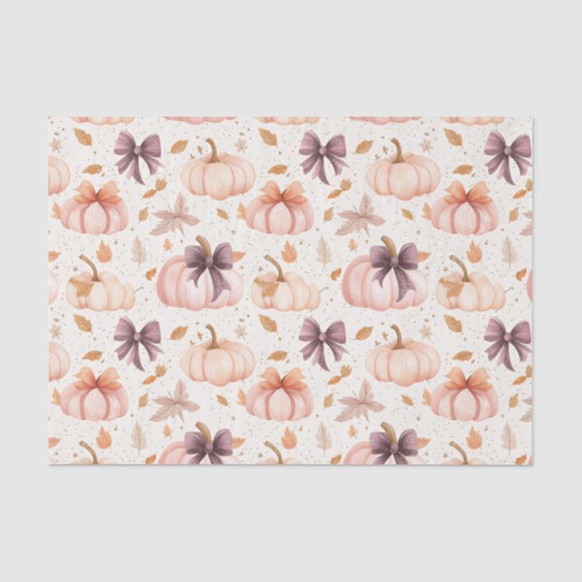 Autumn Pumpkin and Bows Fall Decoupage Tissue Paper (Front)
