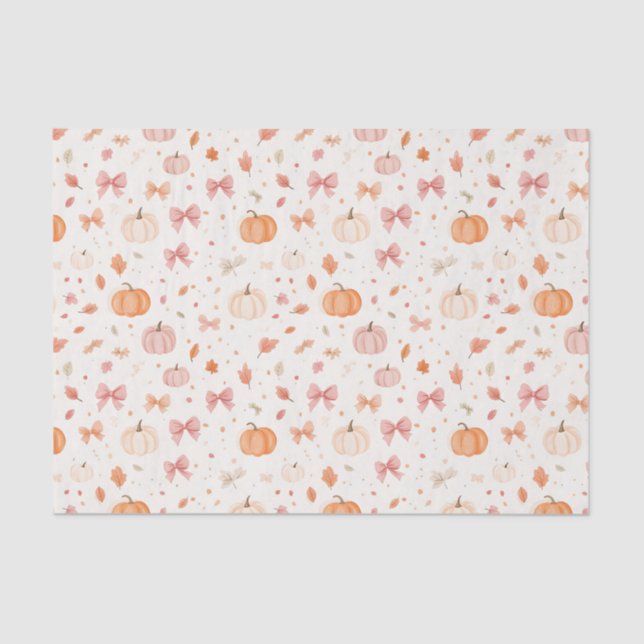 Autumn Pumpkin and Bows Fall Decoupage Tissue Paper (Front)