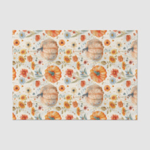 Autumn Pumpkin and Flowers Fall Decoupage Tissue Paper