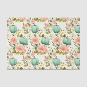 Autumn Pumpkin and Flowers Fall Decoupage Tissue Paper