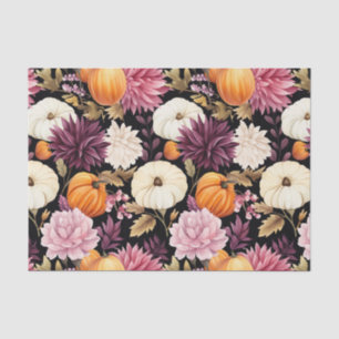 Autumn Pumpkin and Flowers Fall Decoupage Tissue Paper