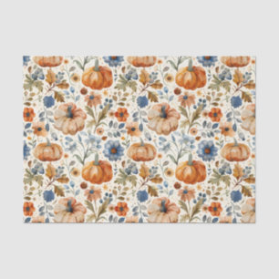 Autumn Pumpkin and Flowers Fall Decoupage Tissue Paper
