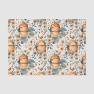 Autumn Pumpkin and Flowers Fall Decoupage Tissue Paper