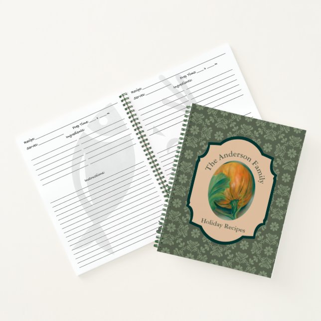 Autumn Pumpkin and Leaf Personalized Fall Holiday Notebook (Inside)