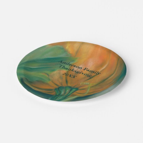 Autumn Pumpkin and Leaf Personalized Thanksgiving Paper Plates