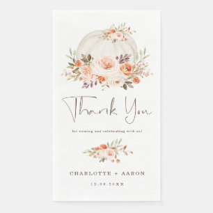 Autumn Pumpkin Baby Shower Blush Apricot Floral Pa Paper Guest Towels