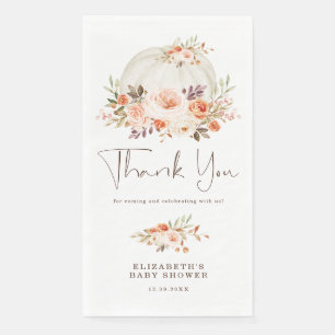 Autumn Pumpkin Baby Shower Blush Apricot Floral Paper Guest Towels