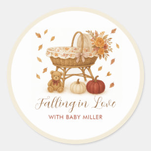 Autumn Pumpkin Baby Shower Classic Round Sticker