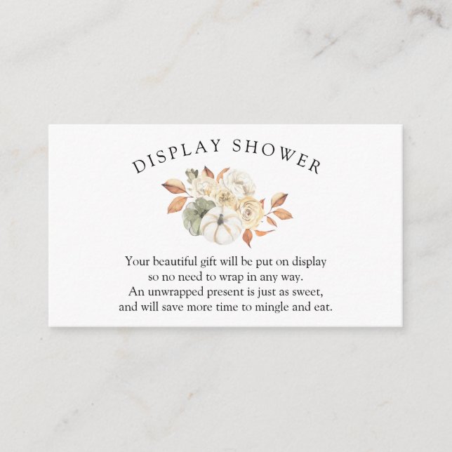 Autumn Pumpkin Baby Shower Display Shower Enclosure Card (Front)