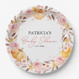 Autumn Pumpkin Baby Shower Personalized Paper Plates