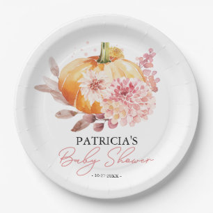 Autumn Pumpkin Baby Shower Personalized Paper Plates