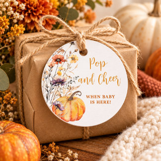Autumn Pumpkin Baby Shower Pop and Cheer Favor Tags