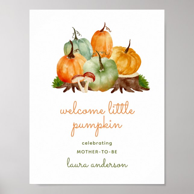 Autumn Pumpkin Baby Shower Poster (Front)