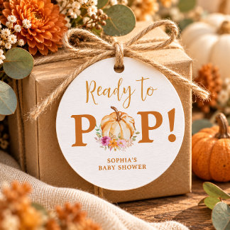 Autumn Pumpkin Baby Shower Ready to Pop Favor Tags