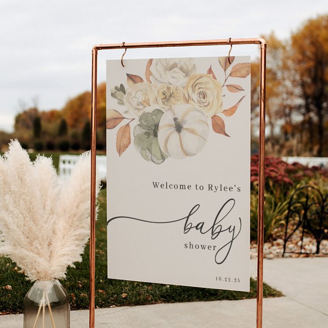 Autumn Pumpkin Baby Shower Welcome Foam Board (Creator Uploaded)